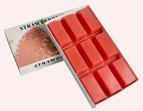 Strawberry hard wax block in tray packaging